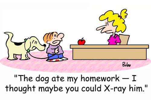 'The dog ate my homework -- I thought maybe you could X-ray him.'
