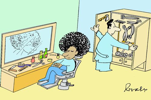 Afro hairdressing.