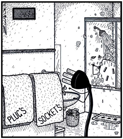 His & Hers towels for Electrical Plugs and Sockets.