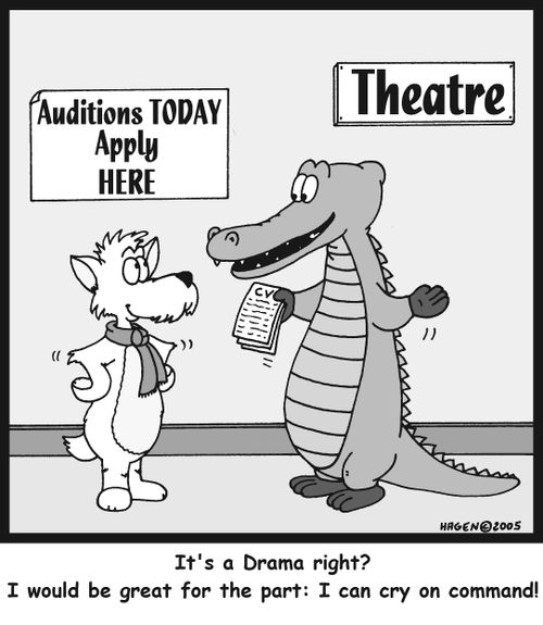 'It's a Drama right? I would be great for the part: I can cry on command!'