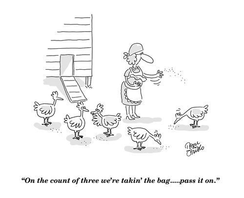 'On the count of three we're takin' the bag.....pass it on.'