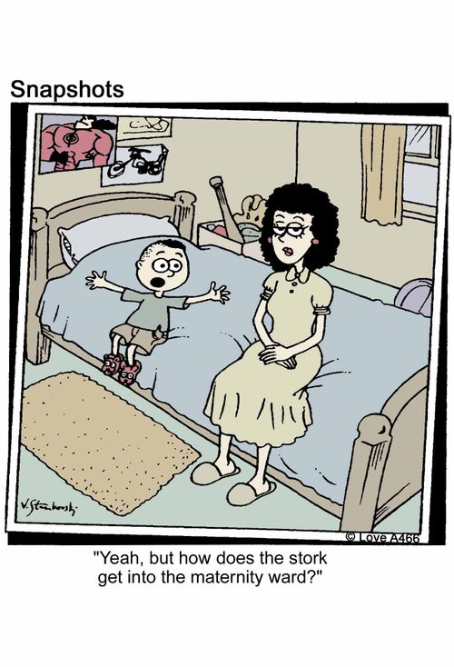 'Yeah, but how does the stork get into the maternity ward?'