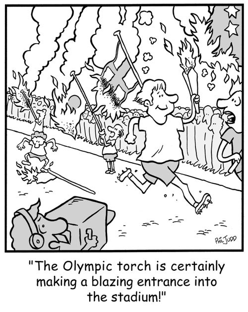 'The Olympic torch is certainly making a blazing entrance into the stadium!'