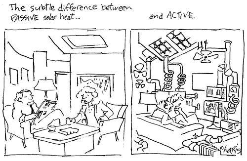 The subtle difference between passive solar hear and active.