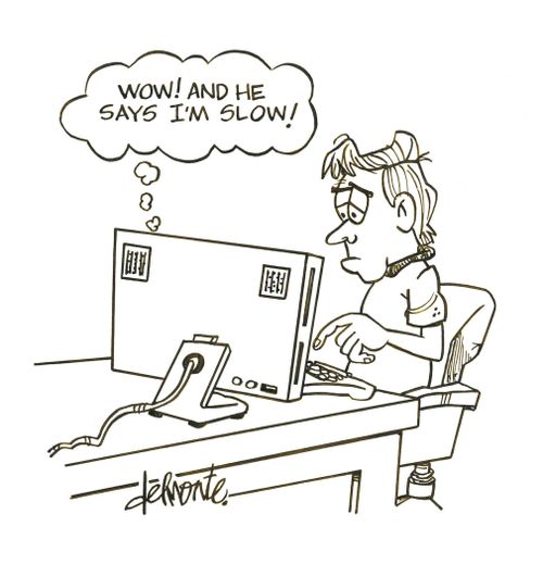 Computer thinks as man pecks keyboard: Wow! And he says I'm slow!