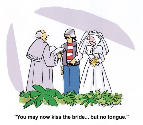 'You may now kiss the bride... but no tongue.'