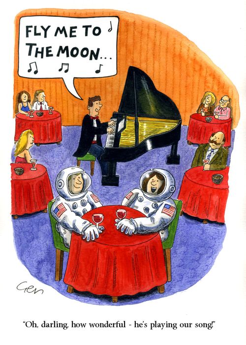 'How wonderful, playing our song - astronauts, fly me to the moon.'