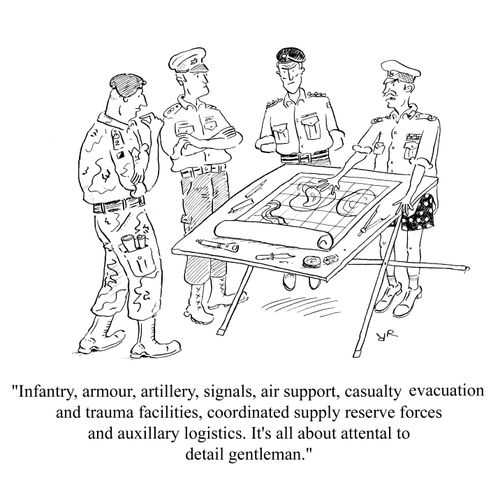 'Infantry, armour, artillery, signals, air support, casualty evacuation. . . 
