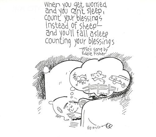 When you get worried, and you can't sleep, count your blessings instead of sheep...