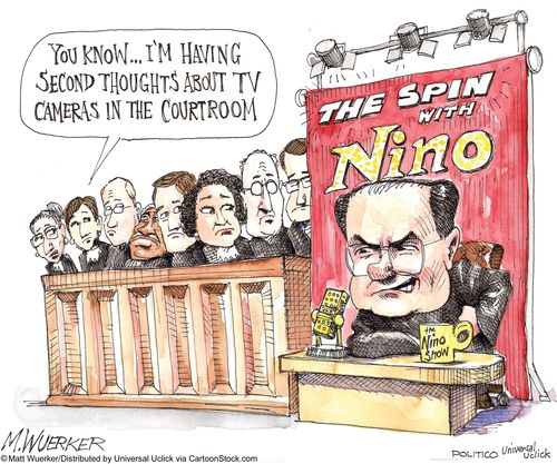'You know...I'm having second thoughts about TV cameras in the courtroom.'