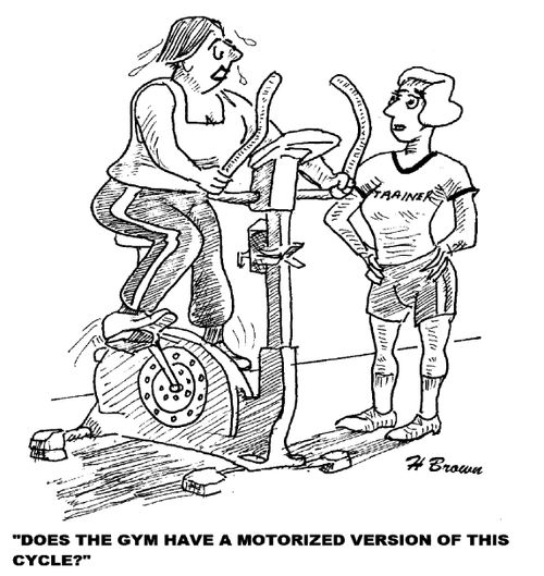 'Does the gym have a motorized version of this cycle?'