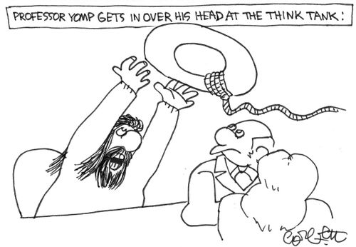 Professor Yomp gets in over his head at the think tank.