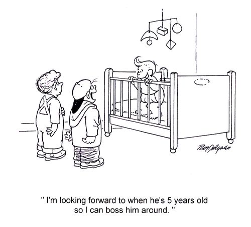 'I'm looking forward to when he's 5 years old so I can boss him around.'