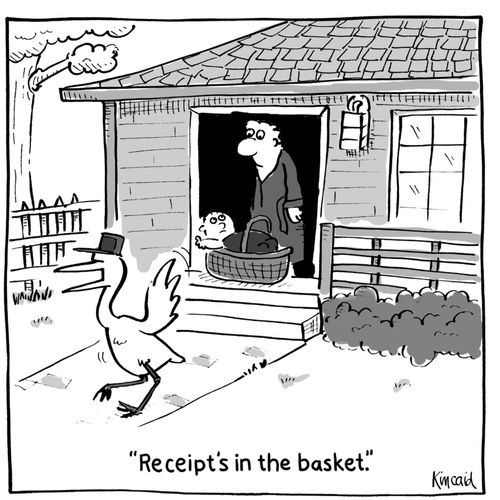 'Receipt's in the basket.'