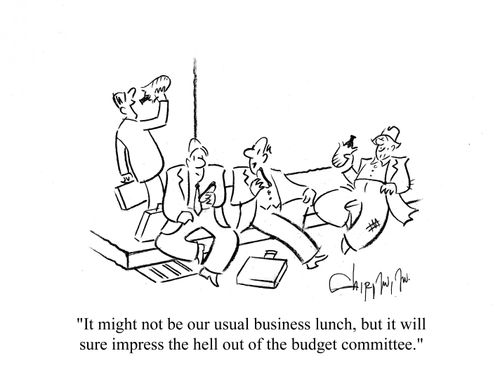 'It may not be our usual business lunch, but it will sure impress the hell out of the budget committee.'