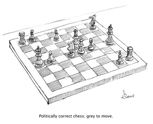 Politically correct chess: grey to move.