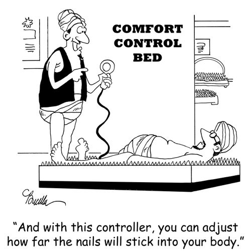 'And with this controller, you can adjust how far you want the nails will stick into your body.'
