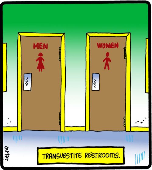 Transvestite restrooms.
