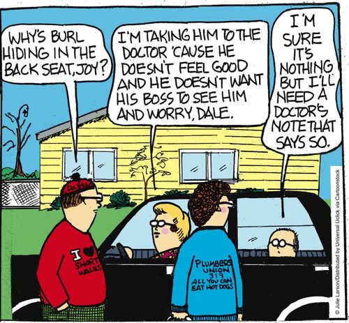 'Why's Burl hiding in the back seat, Joy?'