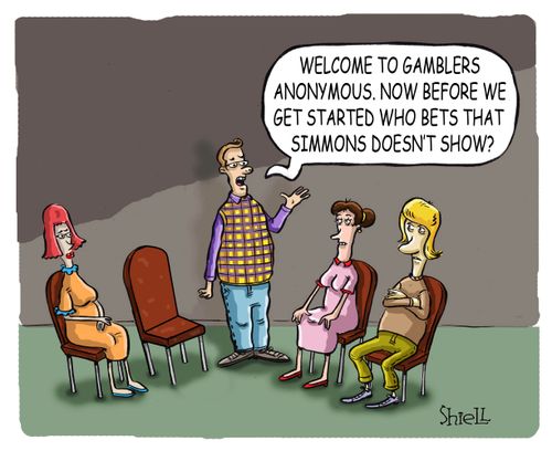 'Welcome to gamblers anonymous. Now before we get started who bets that Simmons doesn't show?'