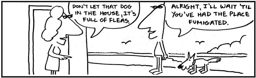 'Don't let that dog in the house. It's full of fleas.'