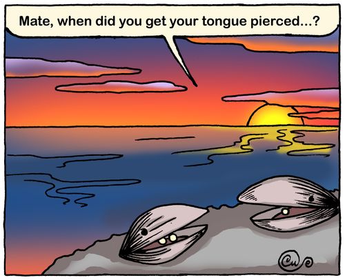 'Mate, when did you get your tongue pierced..?'