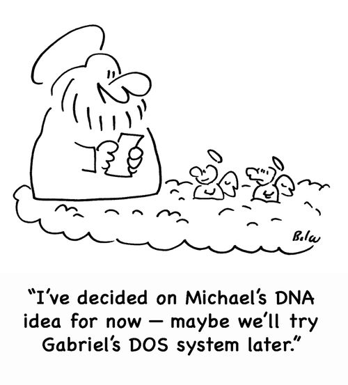 'I've decided on Michael's DNA idea for now - maybe we'll try Gabriel's DOS system later.'