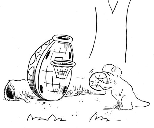 Turtle shooting baskets has rim on shell.