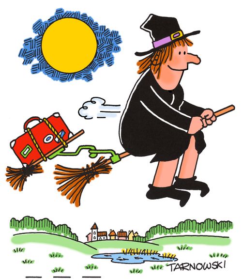 Witch's broom with a luggage compartment.
