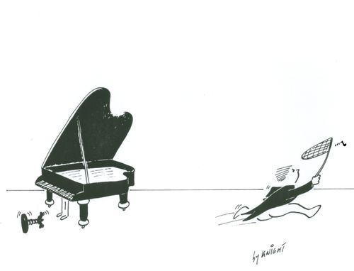Piano player chasing after a lost note