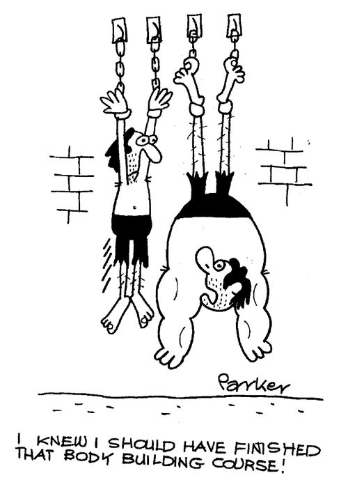 "I knew I should have finished that body building course!"
