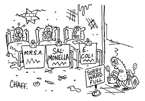 Germs in a hospital ward.