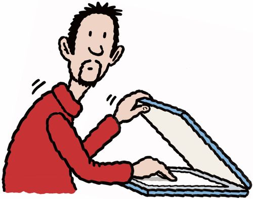 surprised looking man scanning a document