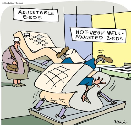 Adjustable beds, not very well adjusted beds.