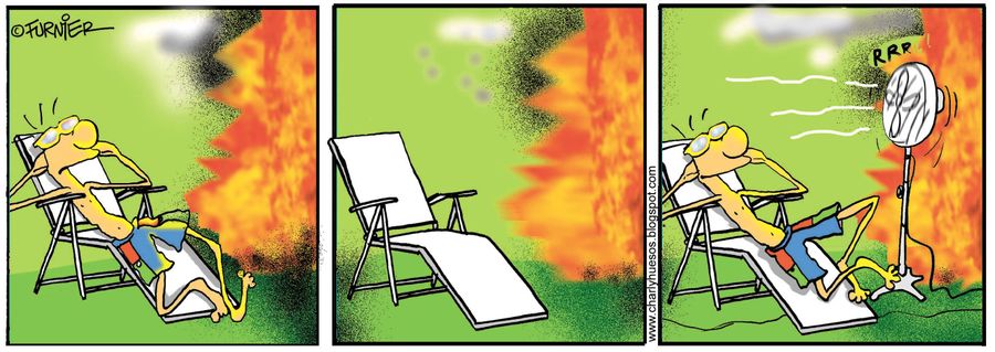 Man coping with intense heat.