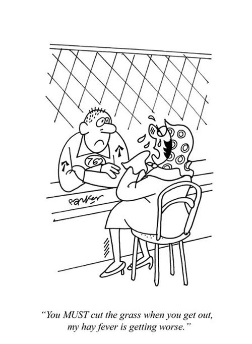 'You MUST cut the grass when you get out,my hayfever is getting worse.'