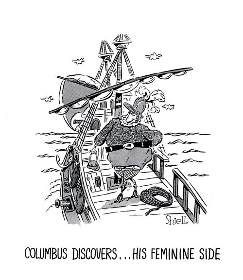 Columbus discovers ... his feminine side.