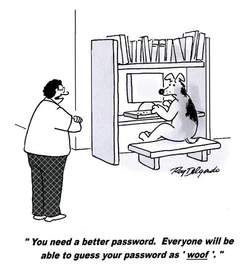 'You need a better password. Everybody will be able to guess you password as 'woof'.'