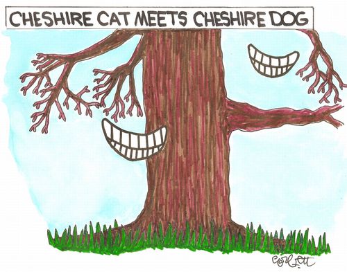 Cheshire cat meets Cheshire dog