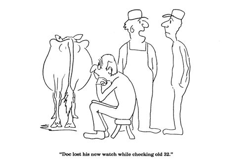 'Doc lost his new watch while checking old 32.'
