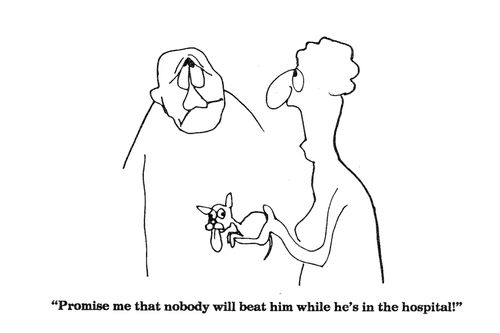'Promise me that nobody will beat him while he's in the hospital!'