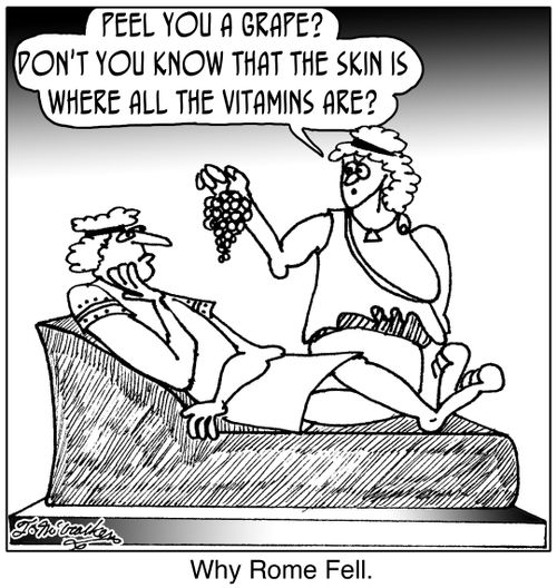 Why Rome Fell:'Peel you a grape? Don't you know that the skin is where all the vitamins are?'