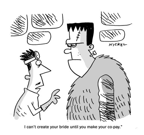 "I can't create your bride until you make your co-pay."