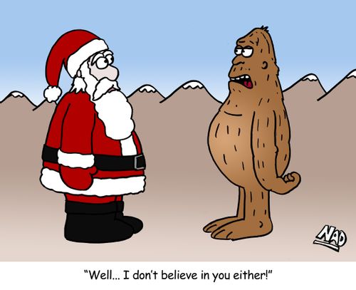 Santa meets the Abonibible Snowman - 'Well... I don't believe in you either!'