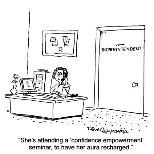 'She's attending a 'confidence empowerment' seminar, to have her aura recharged.'