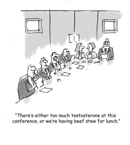 'There's either too much testosterone at this conference, or we're having beef stew for lunch.'