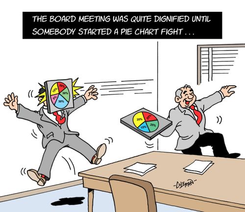 The board meeting was quite dignified until somebody started a pie chart fight.