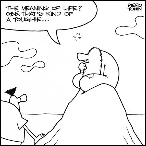 'The meaning of life? Gee, that's kind of a toughie...'