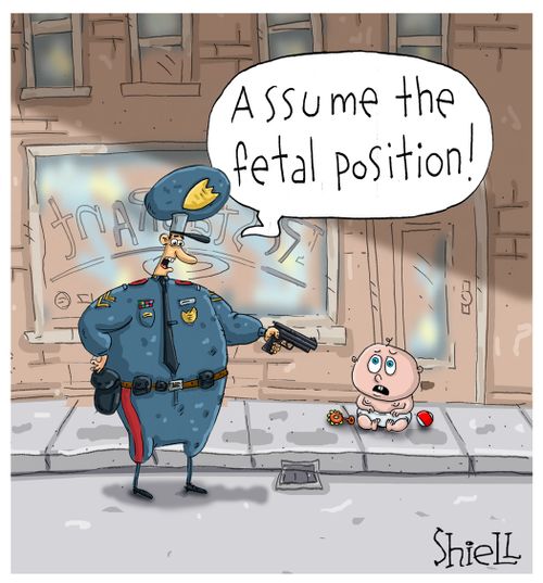 'Assume the fetal position!'