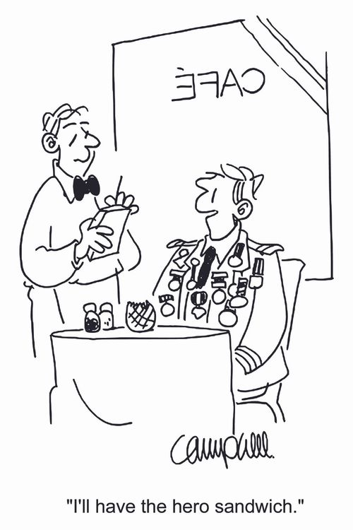 'I'll have the hero sandwich.'